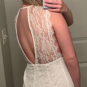White lace dress with open back